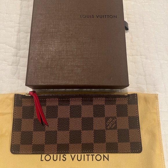 NIB Louis Vuitton Damier Ebene Felicie Chain Wallet Zippered Insert - Picture 2 of 4